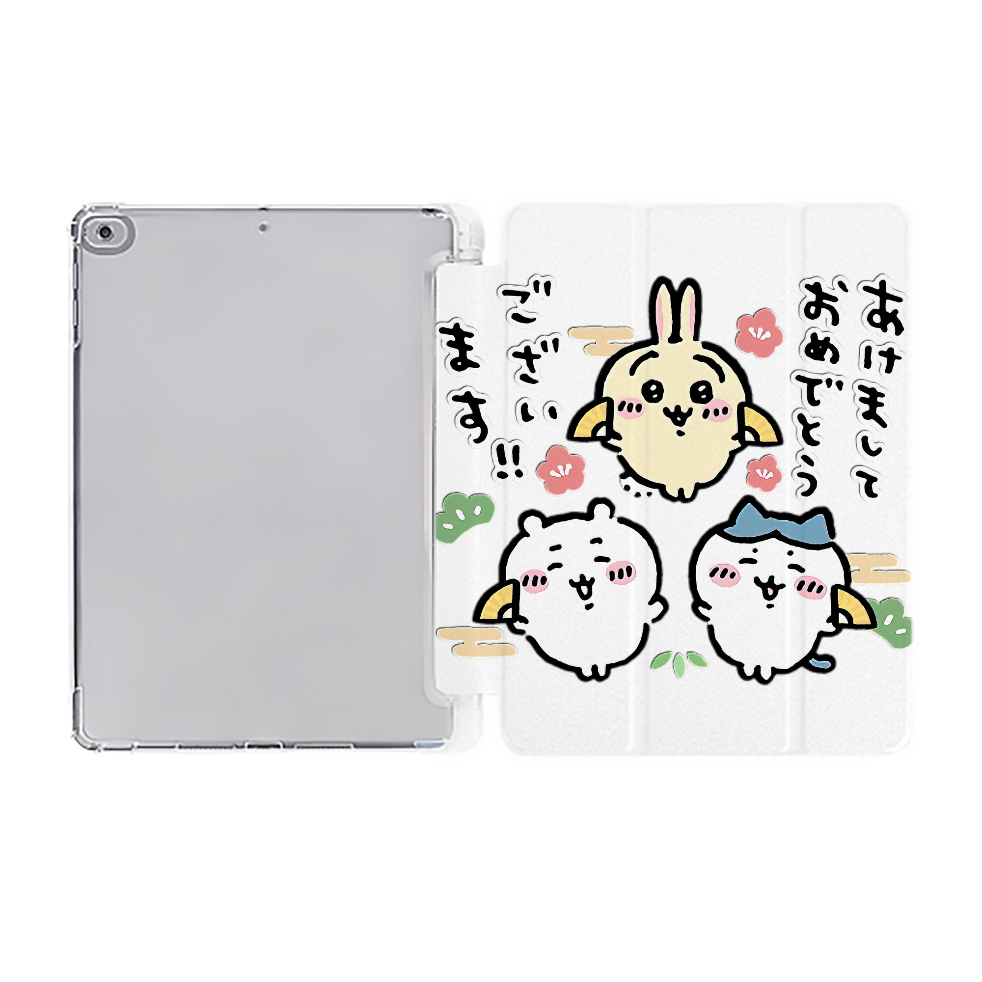 （画像用） ちいかわ ちいかわ Chii-kawa chiikawa IPad ケース ペン収納付き 三つ折りスタンド PUレザー×シリコン 対応機種9.5/10.5/10.9インチ